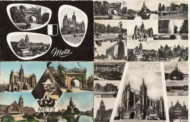 Lot de 4 cartes postales anciennes old postcards METZ MOSELLE multivues