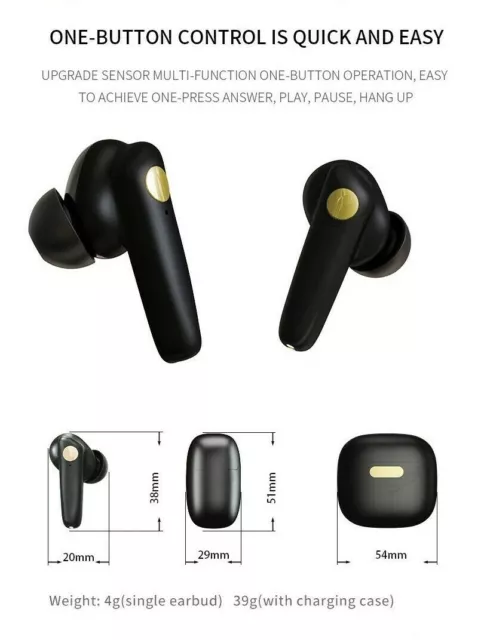 Wireless Bluetooth 5.0 Earphones Headphones Earbuds Headset Universal BLK WHT 2