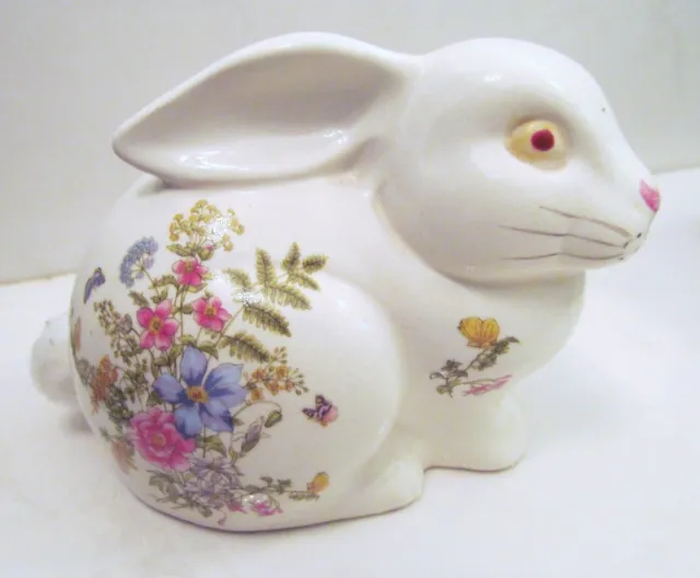 Fern Takakash San Francisco Japan Ceramic Bunny Rabbit Flowered Decor Figurine
