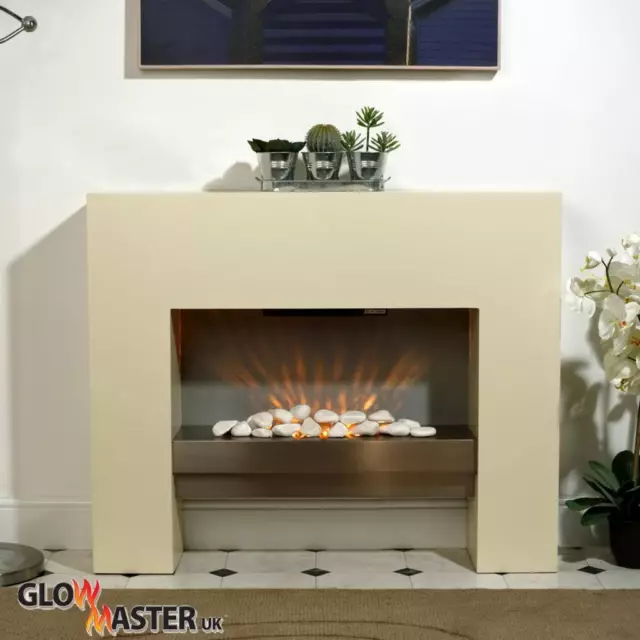 Electric Fire Fireplace Free Standing Creme Heater Inset Mantelpiece Living Room