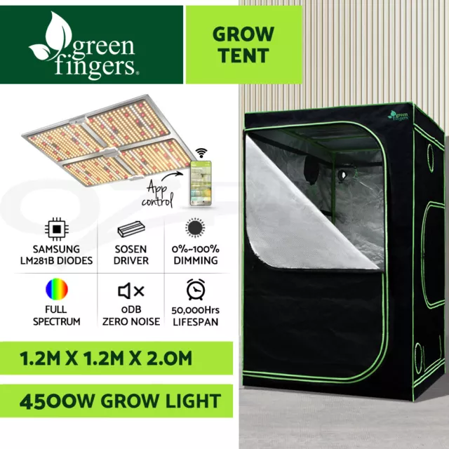 Greenfingers Grow Tent 4500W LED Grow Light Hydroponics Kits System 1.2x1.2x2M