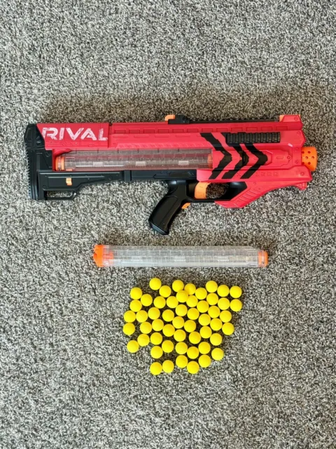 NERF Rival Zeus MXV-1200 Motorized Red Blaster With Magazine & Yellow Balls