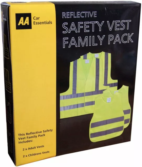 AA Car Essentials High Visibility Vest Family Pack Hi Vis jacket - Yellow