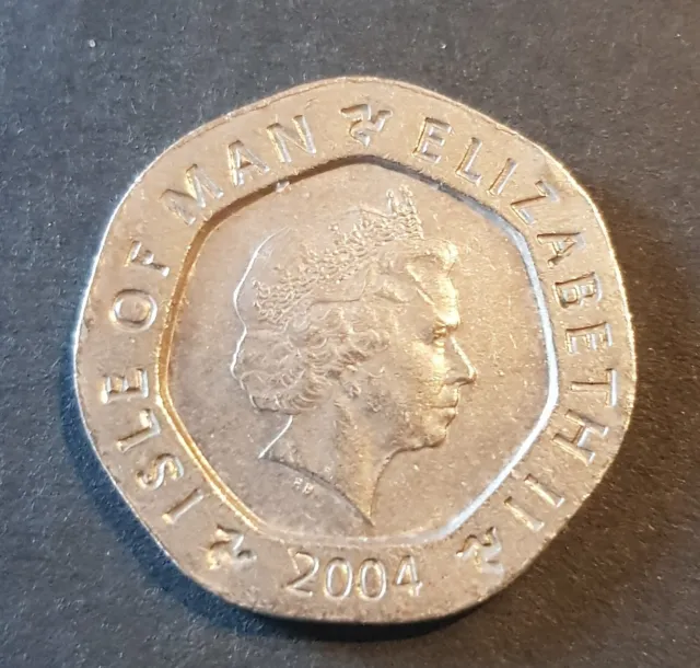 2004 Isle of Man 20p coin CASTLE RUSHEN CLOCK.  Twenty pence IOM MANX 2