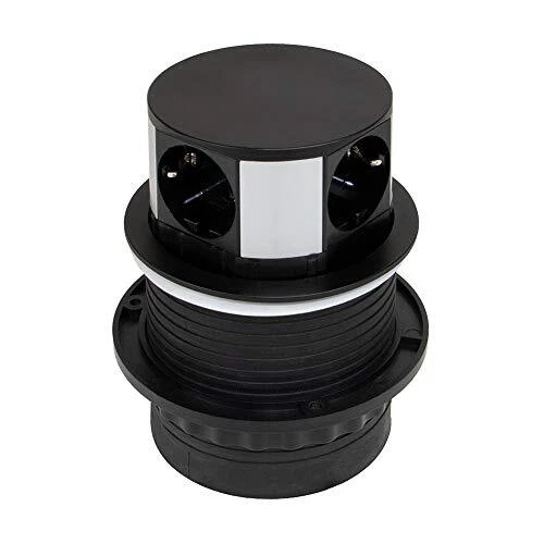 Emuca - Bloc multiprise escamotable avec 3 prises Schuko EU et 2 ports USB to...