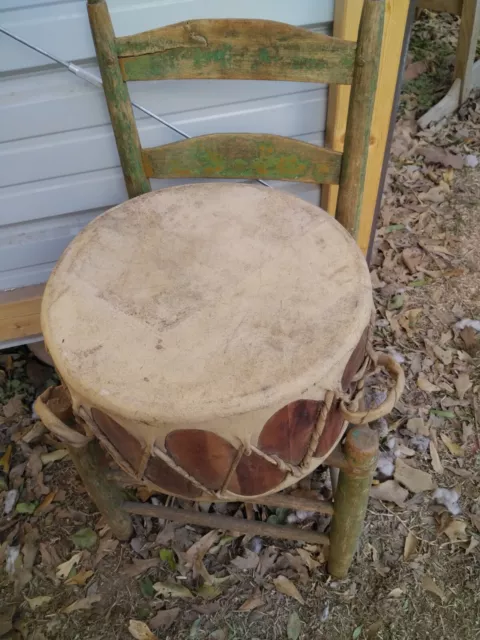 *Awesome Large Old Vintage Native American  Rawhide Pow Wow Drum  Nice Shaman **