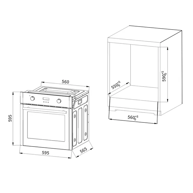 Four encastrable 60 cm 70L Gril Circulation de l'air Air chaud Fonction pizza 8