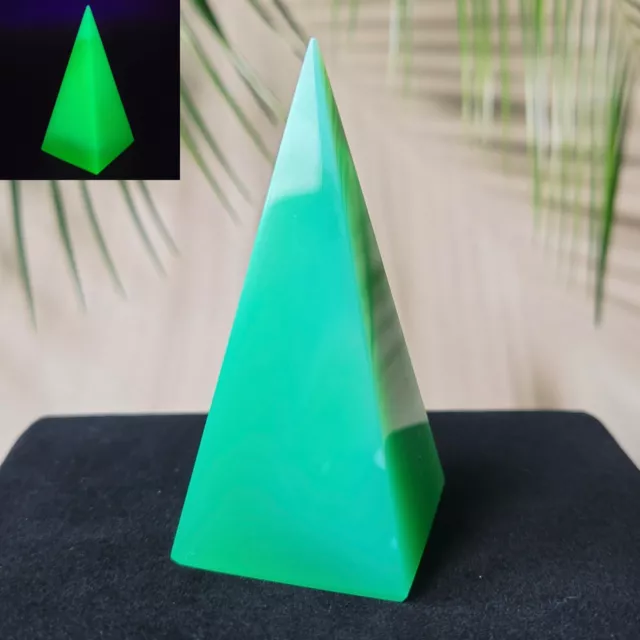 Uranium Glass Pyramid Czech Vaseline Green Malachite Uranum Glass Art Glass