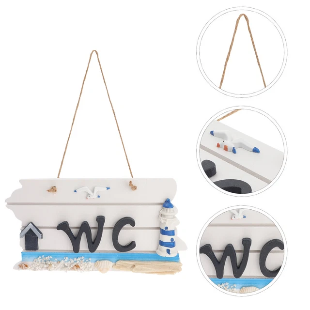 Toilet Signs Bathroom Door Home Decor Wall Seaside Signage Decorate