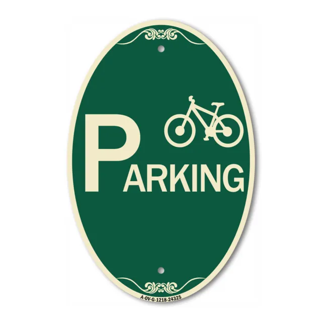 SignMission Designer Series Sign - Bicycle Parking 12" x 18" Aluminum Oval Sign