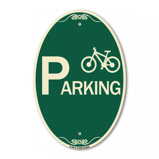 SignMission Designer Series Sign - Bicycle Parking 12" x 18" Aluminum Oval Sign