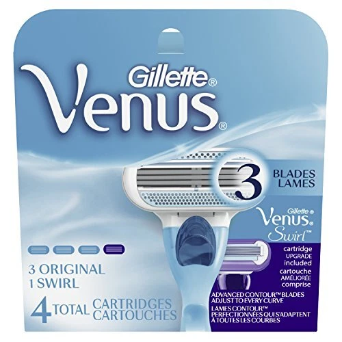 Hojas de afeitar Gillette Venus originales + Gillette Venus remolino para mujer - 4 recargas