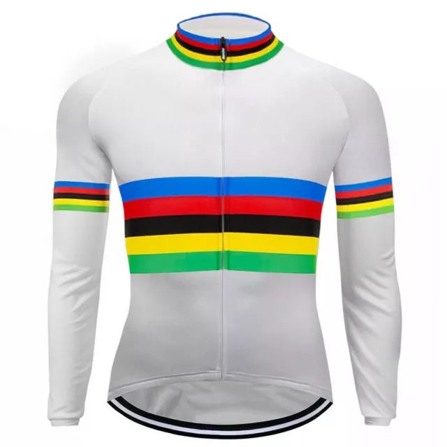 White Cycling Jersey Bike Jacket Long Champion MTB Tight Shirt Bicycle Clothing