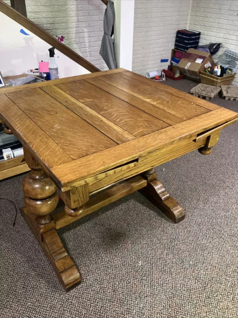 Antique Oak Draw Leaf Pub Table