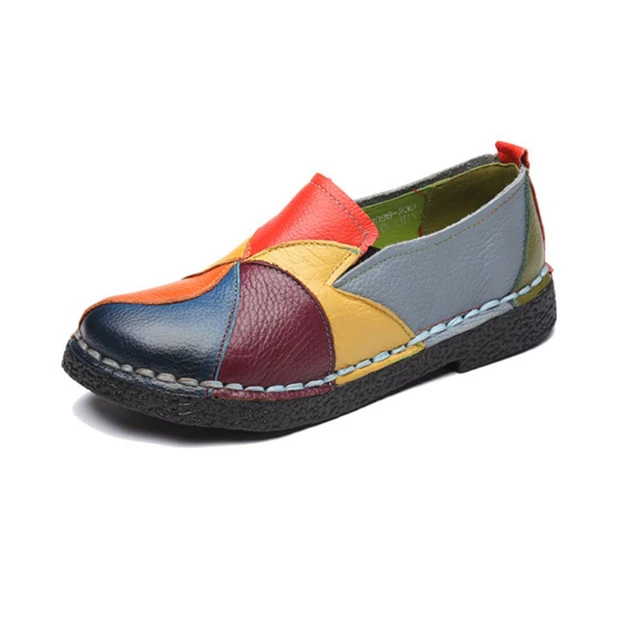 Chaussures en cuir pour femmes de couleur rétro de style ethnique de grande 3