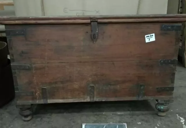 Large Antique Vintage Wooden Dowry Chest /Trunk / Wooden Blanket Box 