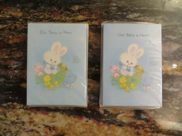48 Vintage 1980’s Rousana Birth Baby Announcement Card Envelope Bunny Duckling