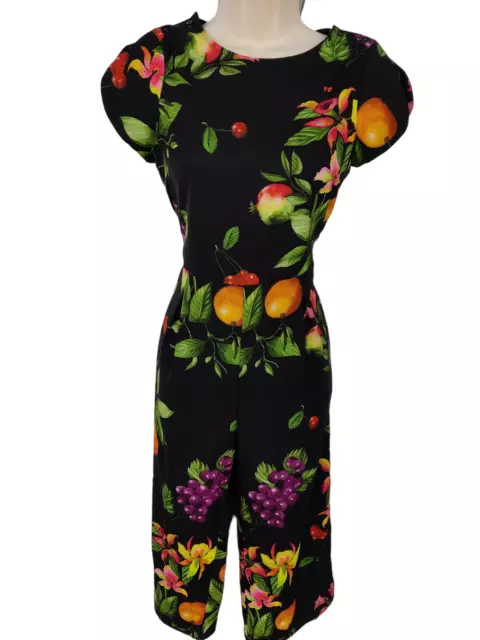 Girls Next Kids Size Age 12 Yrs 152 Cm Black Fruit Print Party Summer Jumpsuit