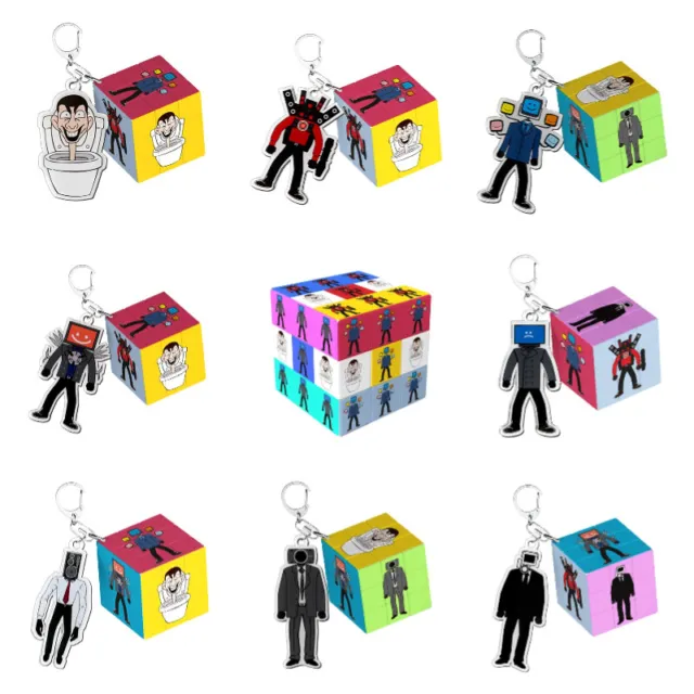 New Skibiditoilet Magic Cube Pendant With High-definition Uv Print Great Gift