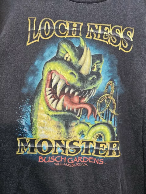 VINTAGE 90S LOCH Ness Monster Roller Coaster Busch Gardens VA T-shirt ...