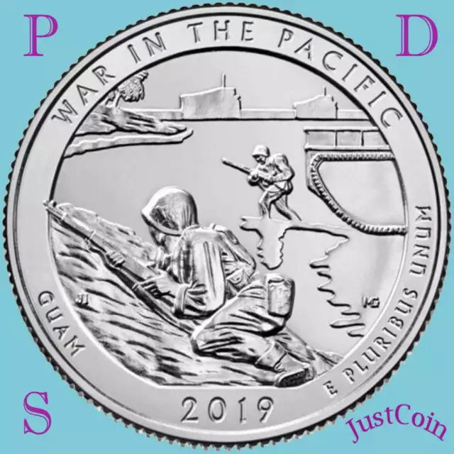 2019 War In Pacific (Guam) Park Pds Three Uncirculated Quarters Set