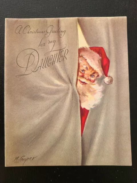 Vintage Christmas Card MARJORIE COOPER / ANGEL & SPOTTED DEER FAWN