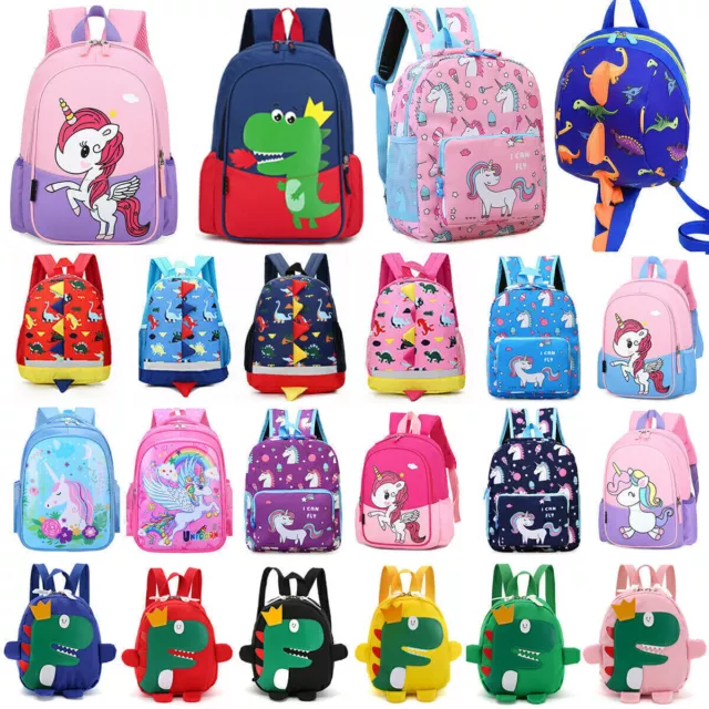 Toddler Kids Boys Girls Unicorn Dinosaur Cartoon School Rucksack Bags Backpack-