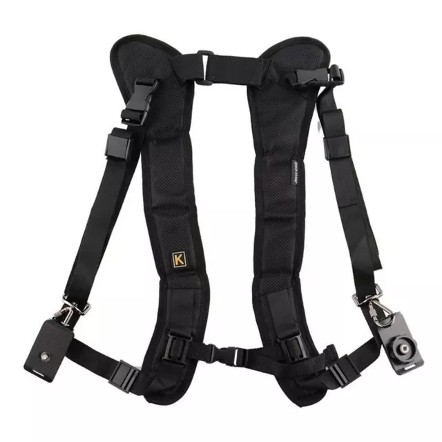 Double Camera Shoulder Strap Harness Quick Rapid Sling Belt Adjustment DSLR UK