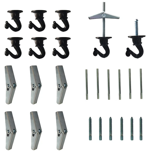 6 Sets Brass Ceiling Hook Metal Heavy Duty Swag Ceiling Hooks with Hardware andn