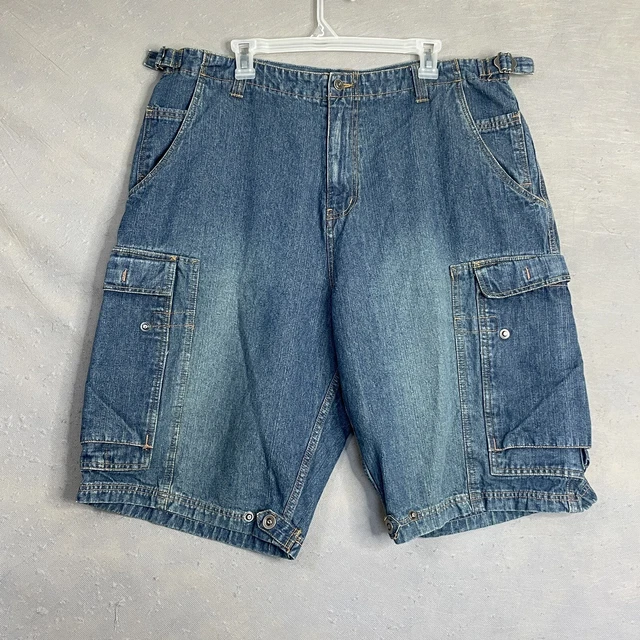 Joe Boxer Mens Jean Shorts Size 40 Blue Denim Cargo Skater Long