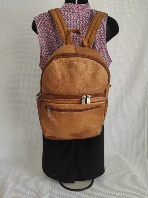 Amazing Tan Piel Leather Backpack  Good Condition