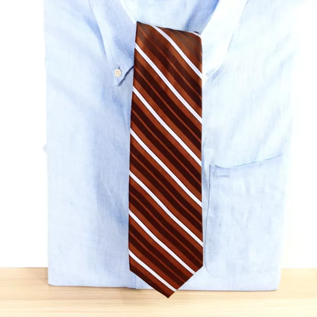 Neck Tie Mens Brown Blue Repp Striped Silk British Regimental Suit JOSEPH LYMAN