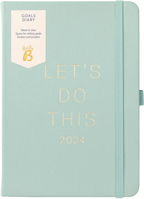 Busy B Goals Diary January to December 2024 - A5 Sage - Faux Leather Week to &
