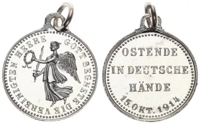 Deutsches Kaiserreich Siegespfennig mit original Öse 1914 Medaille - Gott 108852