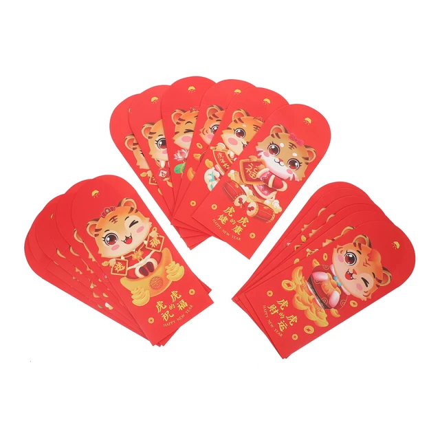 18 Pcs Enveloppe Rouge Année Du Tigre Papier Hong Bao Chinois