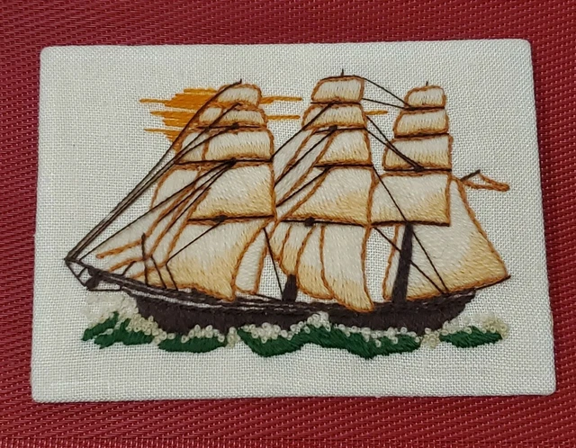 "Velero Needlepoint Completado No 7253 HAITI 7"" x 5"