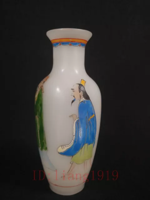 Collected China Old Coloured Glaze Manual Painting People Lad Vases Decoration