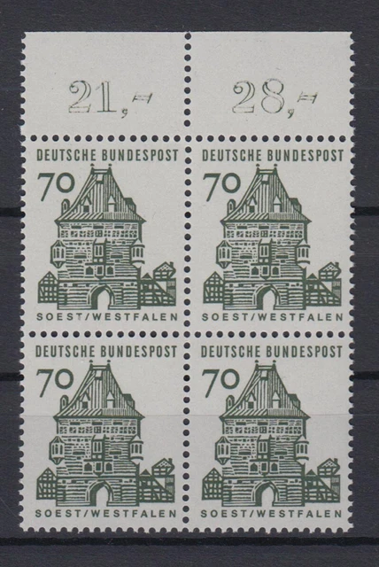Bund 460 mit Oberrand 4er Block Deutsche Bauwerke klein 70 Pf postfrisch