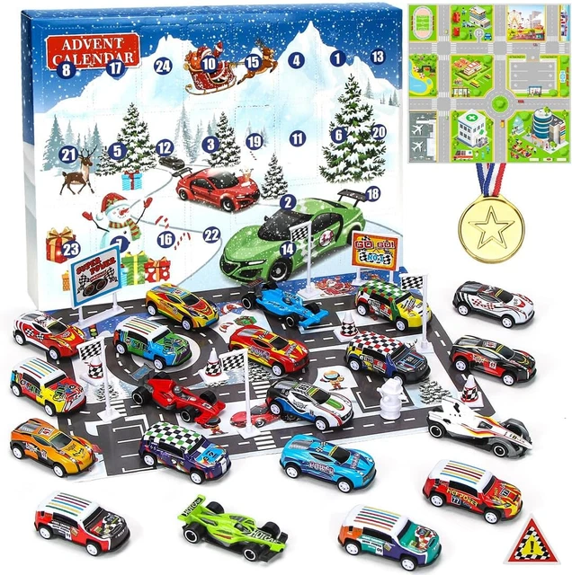 ADVENTSKALENDER AUTO, ADVENTSKALENDER 2023 Kinder, Rennspielzeug Mit