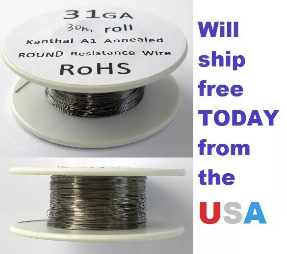 Kanthal 31 Awg 0.22606mm A-1 Câble 30.5m Rouleau (30 Mètres) 10.6 Ohms / Pied