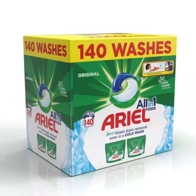 Ariel All in 1 Pods Washing Detergent Tablets Capsules Pod 140 Pods Family Pack