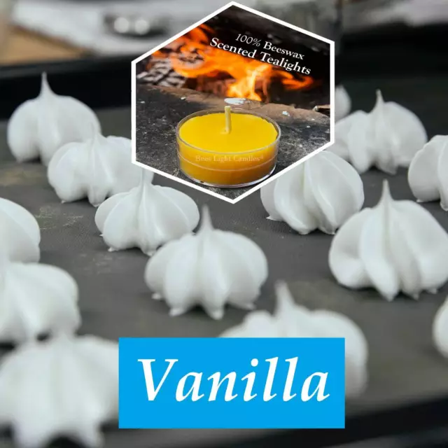 Vanilla Scented Beeswax Tealight Candles, Tea Light, All Natural, Vanilla Bean