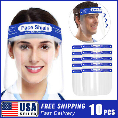 USA 10PCS Safety Full Face Shield Reusable Washable Protection Cover Anti-Splash