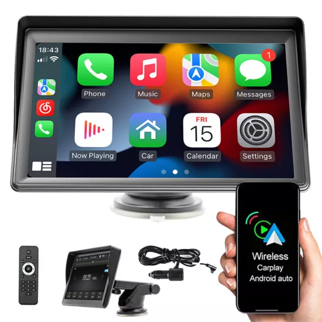 7" Wireless Apple CarPlay Android Auto Tragbar Touchscreen Autoradio Bluetooth