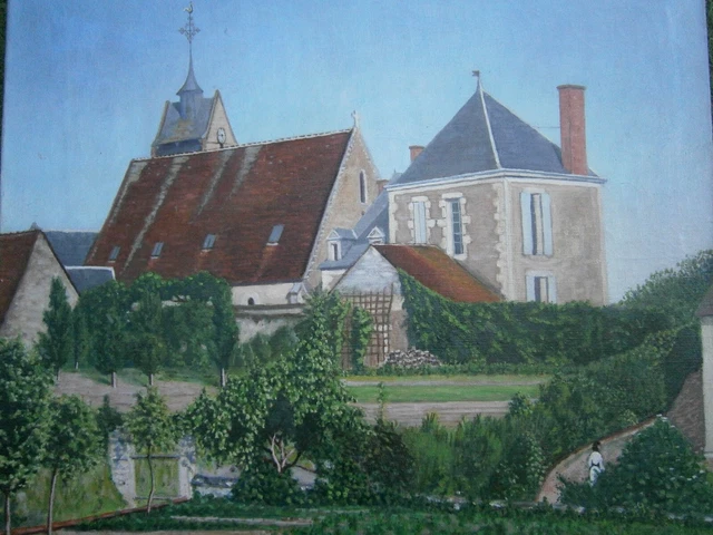 Tableau Peinture à L'huile Vintage Paysage Village été Danemark - Art Déco 1925-1949 - Original