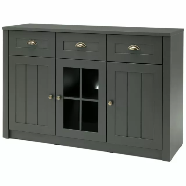 Landhaus Anrichte Sideboard grün Kommode Wohnzimmermöbel Esszimmerschrank LED 3