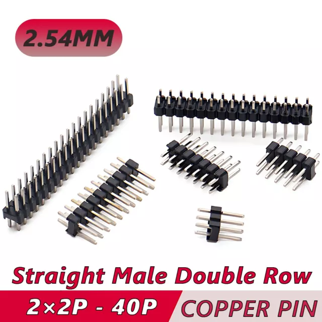 Doppelreihe Gerade Male Header Stiftleisten 2×2 - 40Pin 2,54mm PCB Steckerleiste