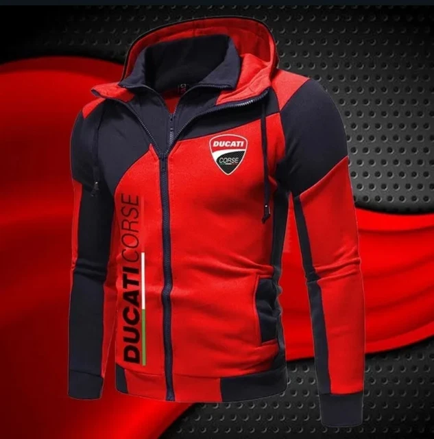 Felpa In Pile Uomo Con Cappuccio Doppia Cerniera Ducati Corse