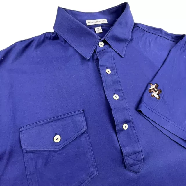 Peter Millar Golf Polo Men’s Medium Shirt 100% Cotton Short Sleeve Pocket Blue
