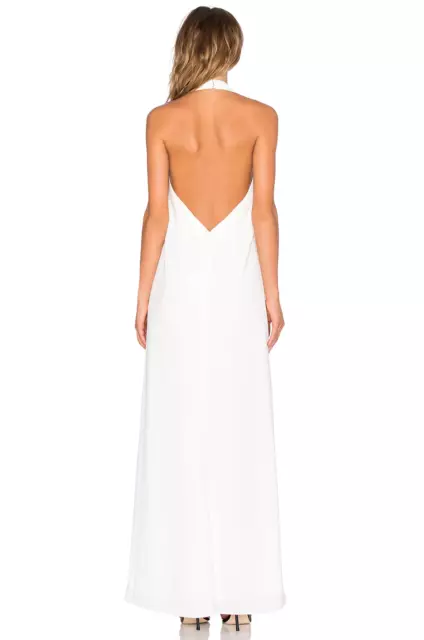 JILL JILL STUART Off White Deep V Halter Gown Dress Size 0 3